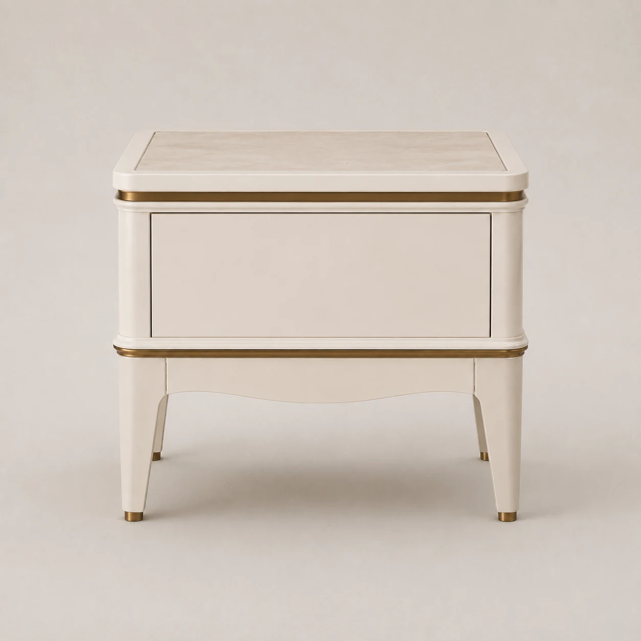 AN-02 VEIN bedside table from the rear, plain ivory lacquered back